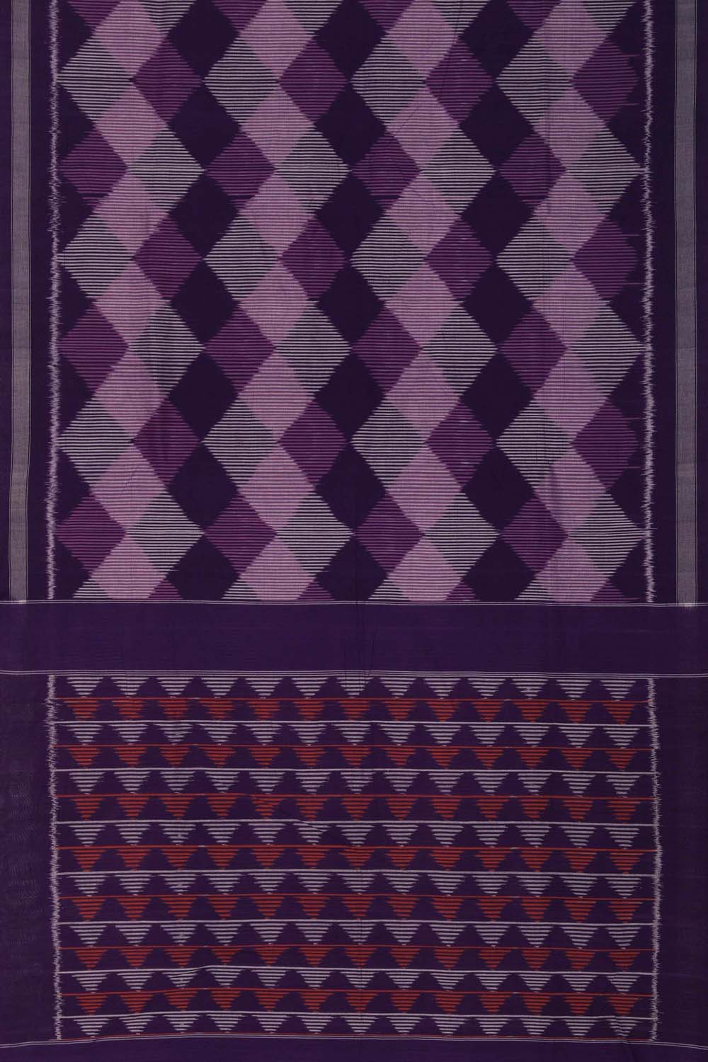 Image of Purple Pochampally Cotton Ikat Saree